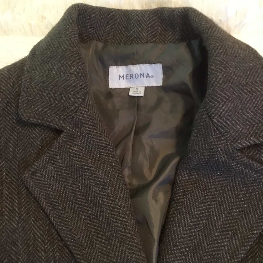 Merona Winter Coat. Olive Green and Brown. Size S - Picture 4 of 8